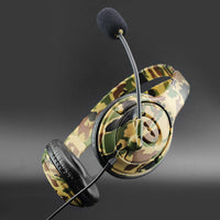 HKM-131923 Camouflage Head-mounted Wired Headset with 3.5mm Straight Plug - 20-20K Hz Frequency Response