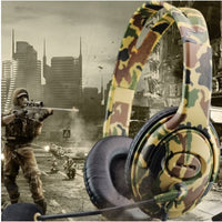 HKM-131923 Camouflage Head-mounted Wired Headset with 3.5mm Straight Plug - 20-20K Hz Frequency Response