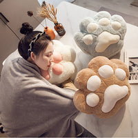 HKM-131987 Cartoon Style Cat's Paw Plush Car Cushion with Blanket for Office and Travel