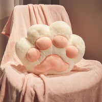 HKM-131987 Cartoon Style Cat's Paw Plush Car Cushion with Blanket for Office and Travel