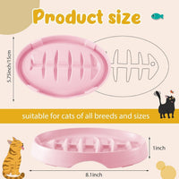 HKM-132051 Fishbone Slow Feeder Bowl for Cats and Small Dogs - Anti-Gulping Melamine Pet Dish