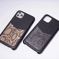 HKM-132115 Snake Pattern Shockproof Mobile Phone Case with Card Pocket - Eco-Friendly PU Material