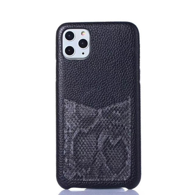 HKM-132115 Snake Pattern Shockproof Mobile Phone Case with Card Pocket - Eco-Friendly PU Material