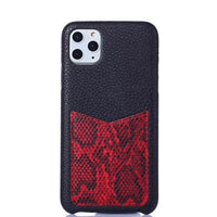 HKM-132115 Snake Pattern Shockproof Mobile Phone Case with Card Pocket - Eco-Friendly PU Material