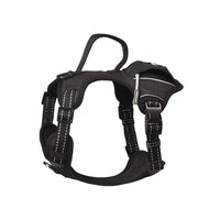 HKM-132371 Durable Tactical Dog Harness with Built-In Poop Bag Holder and No-Pull Front Clip, Brown, Size S