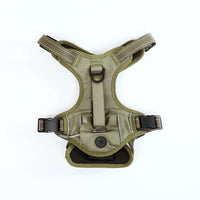 HKM-132371 Durable Tactical Dog Harness with Built-In Poop Bag Holder and No-Pull Front Clip, Brown, Size S