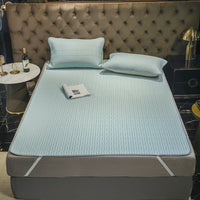 HKM-132499 Cooling Ice Silk Latex Mattress and Pillowcase Set, Non-Slip, Multi-Size Options