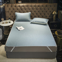 HKM-132499 Cooling Ice Silk Latex Mattress and Pillowcase Set, Non-Slip, Multi-Size Options