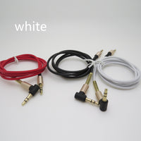 HKM-132563 3.5mm Elbow Audio Cable - Gold Plated, Copper Core, 1m Length in Black, White, or Red
