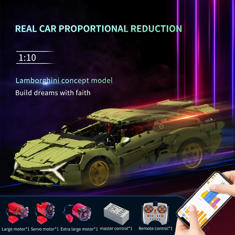 KTX-132755 Remote Control Sports Car Model Building Blocks - 2375pcs Assembly Toy for Ages 8+