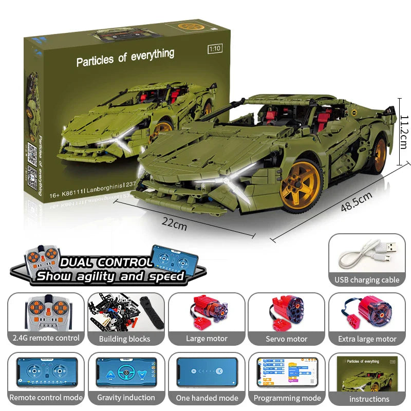 KTX-132755 Remote Control Sports Car Model Building Blocks - 2375pcs Assembly Toy for Ages 8+