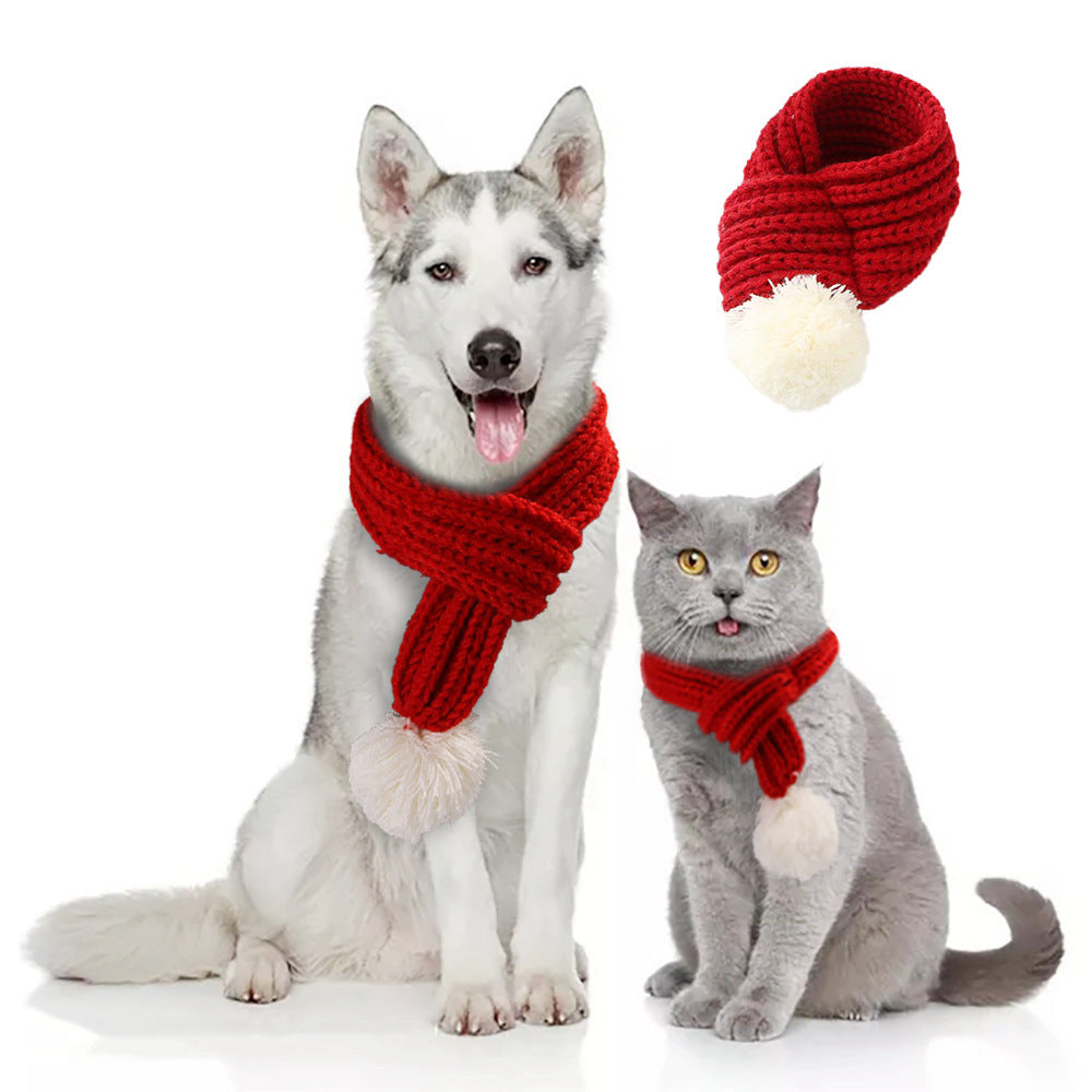 HKM-132883 Christmas-Themed Pet Scarf for Cats and Dogs, Cozy Acrylic Holiday Accessory