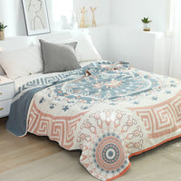 HKM-133011 Bohemian Floral Pure Cotton Washed Five-Layer Towel Blanket for Spring and Autumn