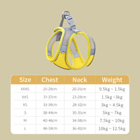 HKM-133011 Breathable Mesh Cat Harness with Traction Rope - Adjustable Chest Strap in Yellow, Green, and Purple