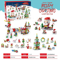 HKM-133139 Assembled Small Building Block Ornaments Set for Christmas - Nutcracker, Sled, and Tree Models