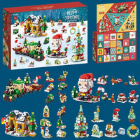 HKM-133139 Assembled Small Building Block Ornaments Set for Christmas - Nutcracker, Sled, and Tree Models