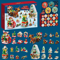 HKM-133139 Assembled Small Building Block Ornaments Set for Christmas - Nutcracker, Sled, and Tree Models