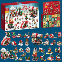 HKM-133139 Assembled Small Building Block Ornaments Set for Christmas - Nutcracker, Sled, and Tree Models