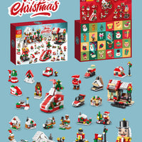 HKM-133139 Assembled Small Building Block Ornaments Set for Christmas - Nutcracker, Sled, and Tree Models