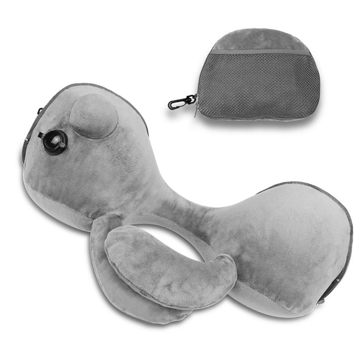 HKM-133139 Inflatable U-Shaped Neck Pillow with Removable Cover and Storage Bag