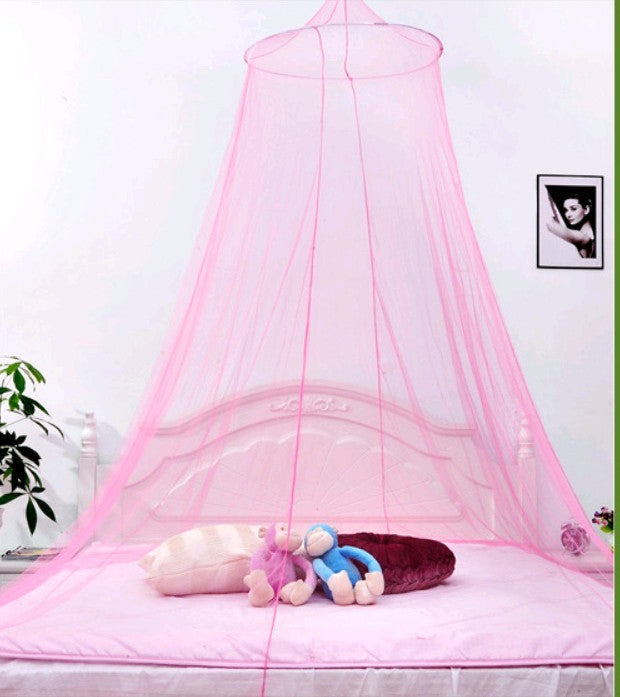 HKM-133331 Large Hanging Princess Mosquito Net - Dome Shape, Available in Green, Pink, White, and Blue, Fits 1.5-1.8m Beds