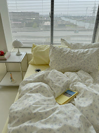 HKM-133331 Small Flower Cotton Bed Sheet Set – Four-Piece Bedding Collection for Various Bed Sizes