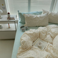 HKM-133331 Small Flower Cotton Bed Sheet Set – Four-Piece Bedding Collection for Various Bed Sizes
