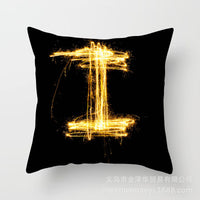 HKM-133395 Black and Gold Letter Printed Peach Skin Cushion Cover - 45x45CM