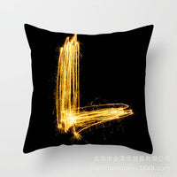 HKM-133395 Black and Gold Letter Printed Peach Skin Cushion Cover - 45x45CM