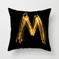 HKM-133395 Black and Gold Letter Printed Peach Skin Cushion Cover - 45x45CM