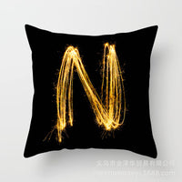 HKM-133395 Black and Gold Letter Printed Peach Skin Cushion Cover - 45x45CM