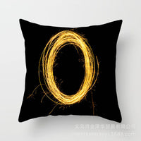HKM-133395 Black and Gold Letter Printed Peach Skin Cushion Cover - 45x45CM