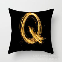 HKM-133395 Black and Gold Letter Printed Peach Skin Cushion Cover - 45x45CM