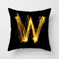 HKM-133395 Black and Gold Letter Printed Peach Skin Cushion Cover - 45x45CM