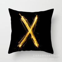 HKM-133395 Black and Gold Letter Printed Peach Skin Cushion Cover - 45x45CM