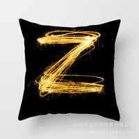 HKM-133395 Black and Gold Letter Printed Peach Skin Cushion Cover - 45x45CM