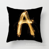HKM-133395 Black and Gold Letter Printed Peach Skin Cushion Cover - 45x45CM