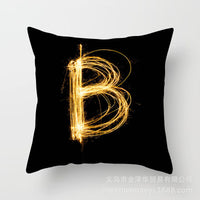 HKM-133395 Black and Gold Letter Printed Peach Skin Cushion Cover - 45x45CM