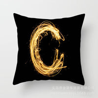 HKM-133395 Black and Gold Letter Printed Peach Skin Cushion Cover - 45x45CM