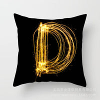HKM-133395 Black and Gold Letter Printed Peach Skin Cushion Cover - 45x45CM