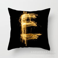 HKM-133395 Black and Gold Letter Printed Peach Skin Cushion Cover - 45x45CM