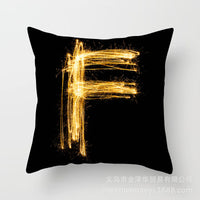 HKM-133395 Black and Gold Letter Printed Peach Skin Cushion Cover - 45x45CM