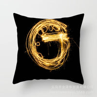 HKM-133395 Black and Gold Letter Printed Peach Skin Cushion Cover - 45x45CM