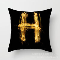 HKM-133395 Black and Gold Letter Printed Peach Skin Cushion Cover - 45x45CM