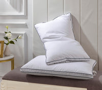 HKM-133459 Goose Down Pillows in Various Colors - Soft Silk Fabric, Bread Grid Design, Single/Pair Options