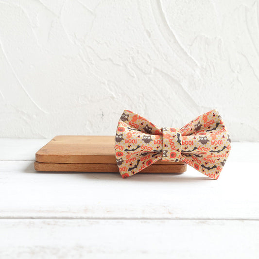 HKM-133523 Adjustable Personalized Pet Collar in Festive Halloween Designs for Cats - Bowknot Style Available