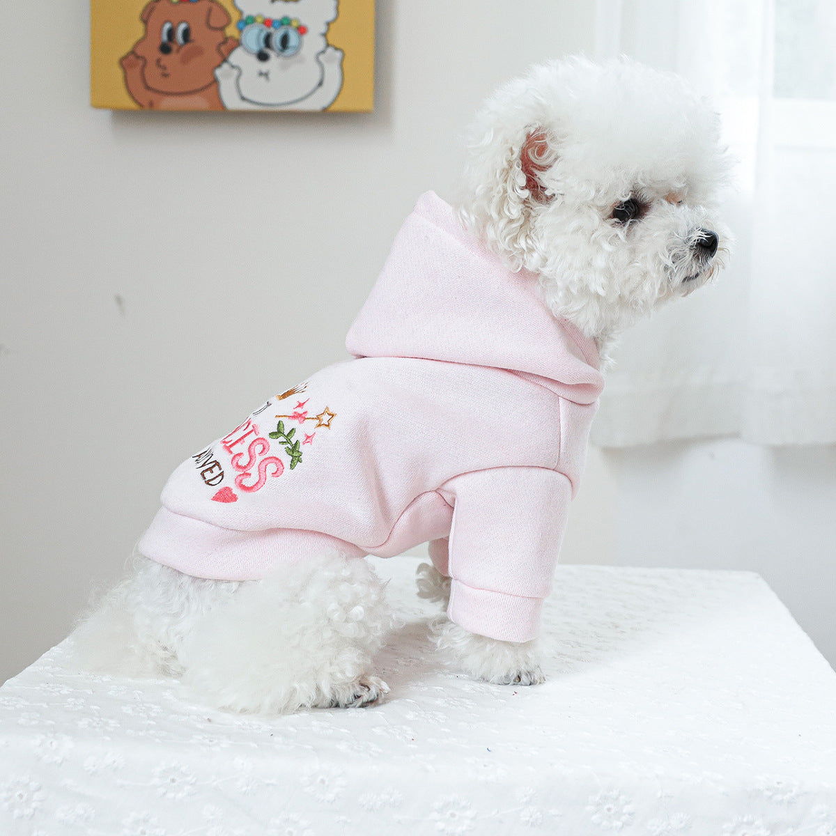 HKM-133587 Little Princess Hooded Sweater for Dogs and Cats - Soft Polyester Fabric, Various Sizes Available
