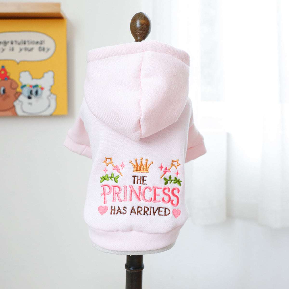 HKM-133587 Little Princess Hooded Sweater for Dogs and Cats - Soft Polyester Fabric, Various Sizes Available
