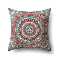 HKM-133715 Peach Velvet Mandala Textured Pillow Cover, 45cm x 45cm, Cotton and Polyester Blend