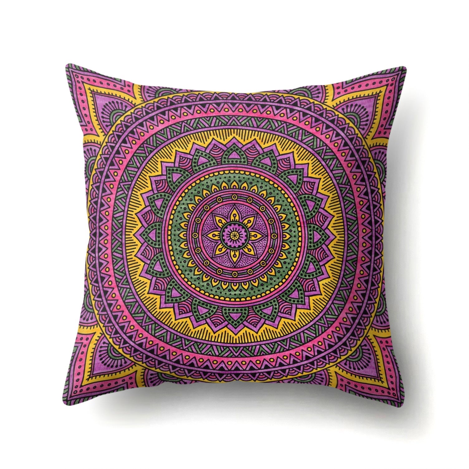 HKM-133715 Peach Velvet Mandala Textured Pillow Cover, 45cm x 45cm, Cotton and Polyester Blend